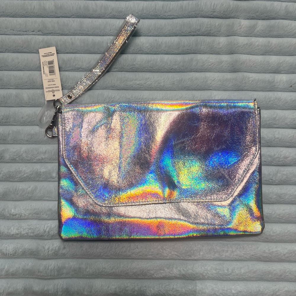 Holographic Silver Clutch Bag